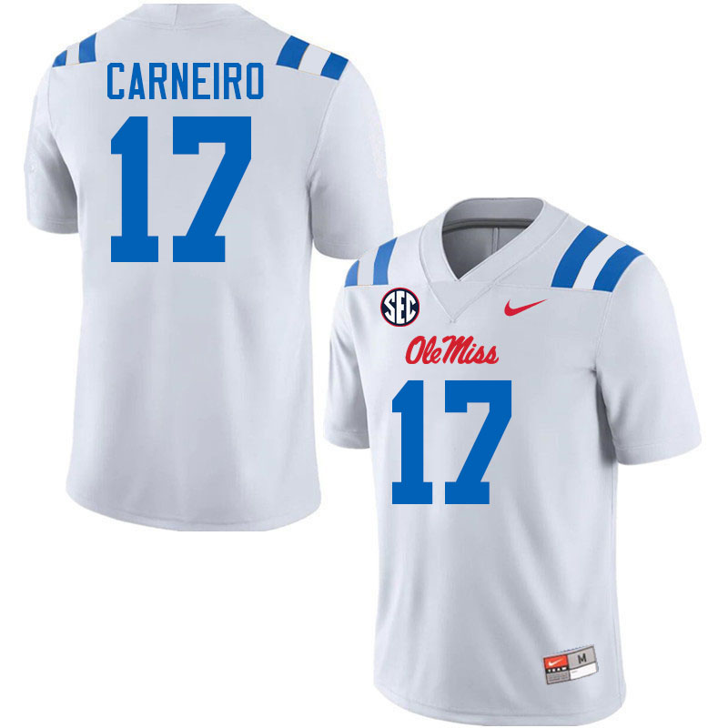 Ole Miss Rebels #17 Lucas Carneiro College Football Jerseys Stitched-White